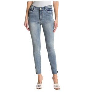Kensie  Womens The Ultimate High Rise Skinny Jeans Marina Wash Raw Slit Hem 4/27